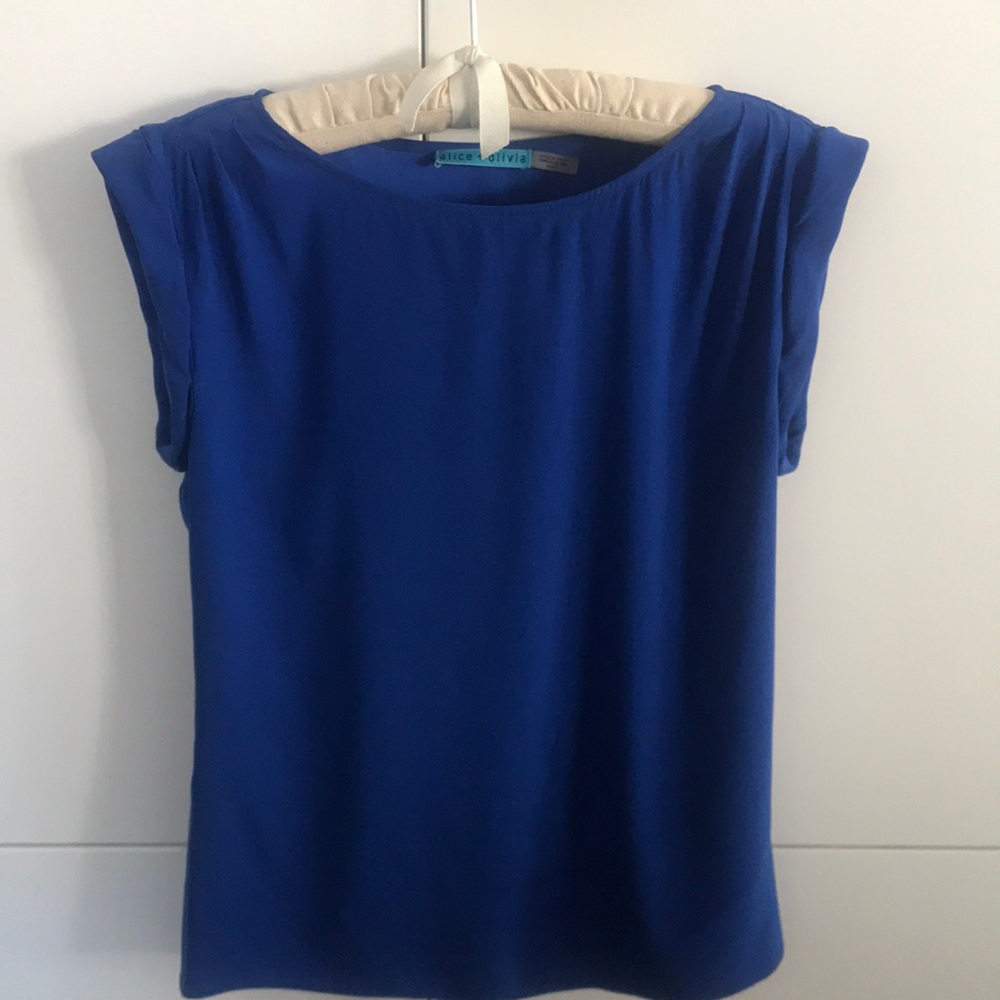 Alice + Olivia Blue Silk Blouse